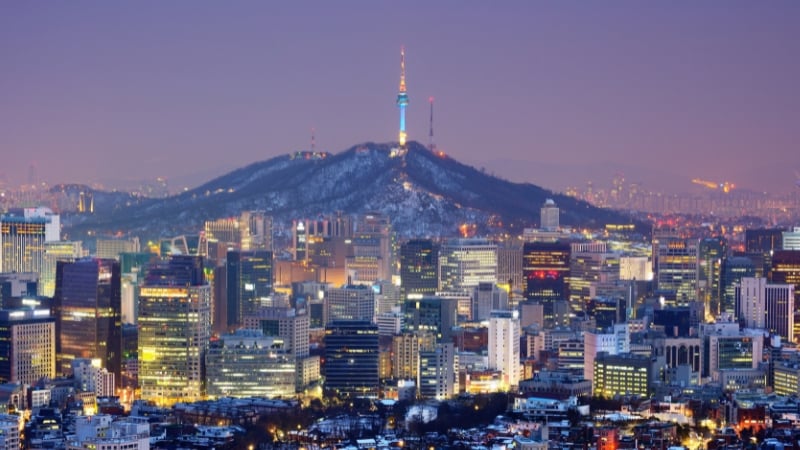 nighttime skyline of seoul, south korea