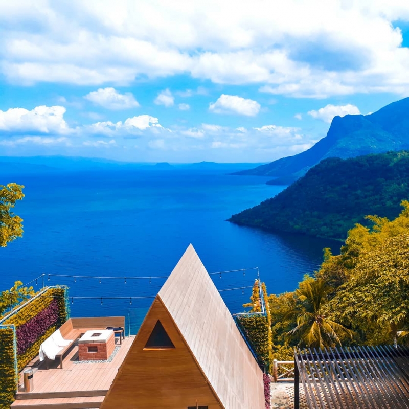 Taal Lake view from Talisay Cabins in Noni's Resort