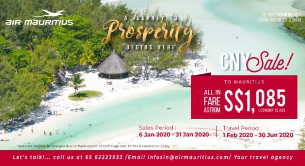 Chinese New Year Sale in Air Mauritius with Fares from SGD1,085