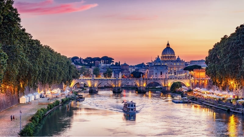 rome, italy in the evening