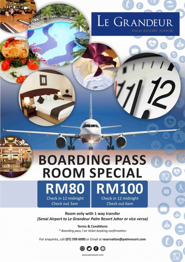 Boarding Pass Room Special from RM80 in Le Grandeur Palm Resort Johor