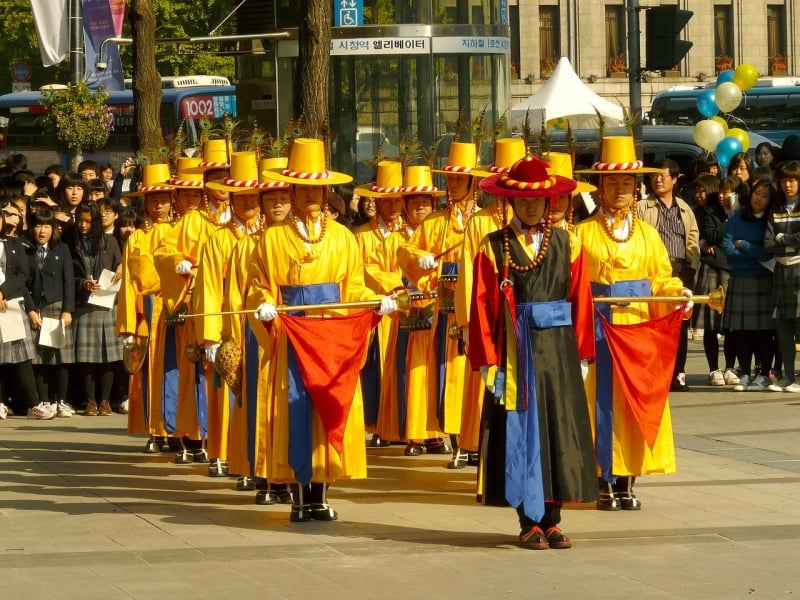 Changing of the Royal Guard at palaces of korea