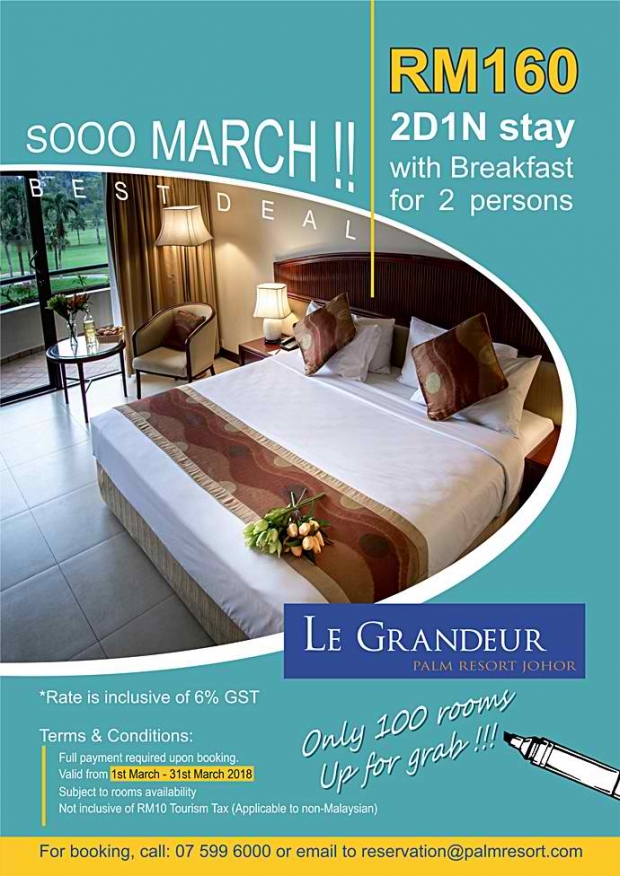 So March Best Deal in Le Grandeur Palm Resort with Room Rates from RM160