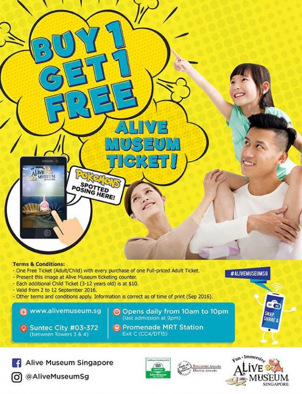Buy 1 Get 1 Free Promotion at Alive Museum Singapore