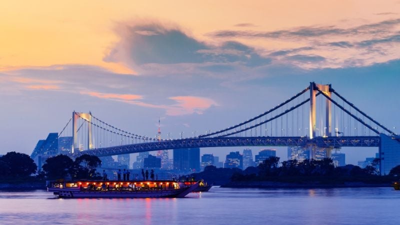 Odaiba seaside park & Rainbow Bridge walk