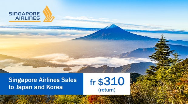 Fly to Japan and Korea on Singapore Airlines via hutchgo