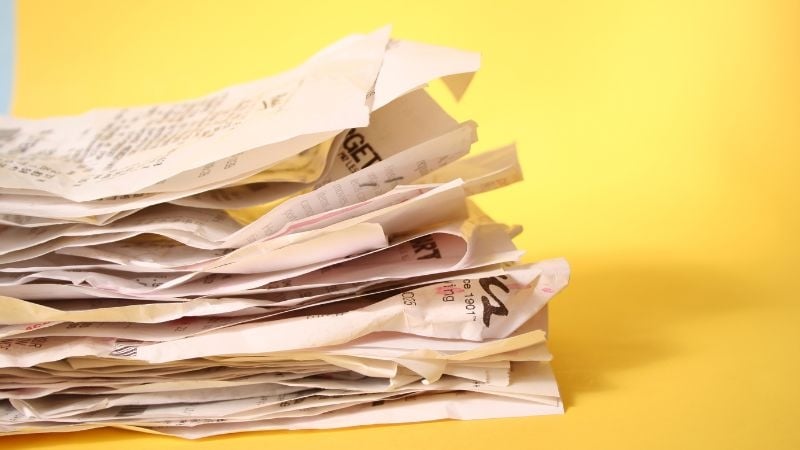 stack of receipts