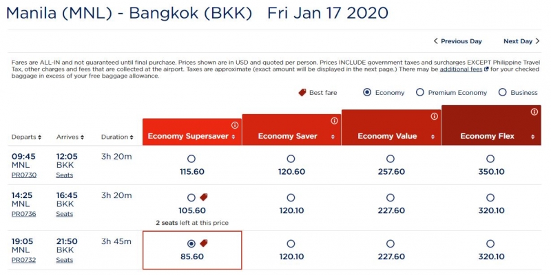 flights from the philippines