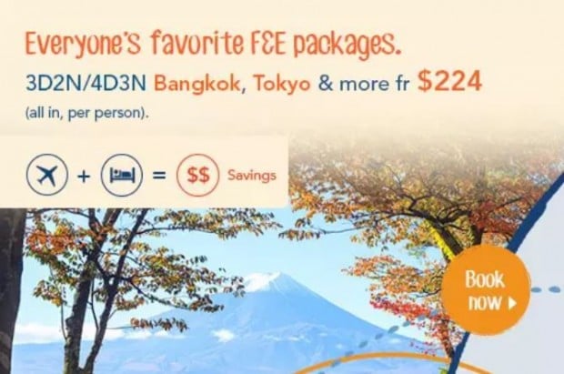 Flight+Hotel Package from SGD224 via Zuji
