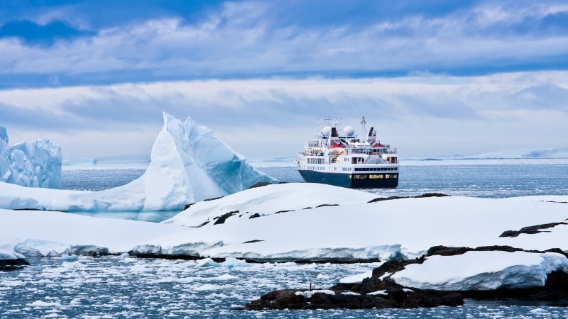 antarctica scenery and a ship