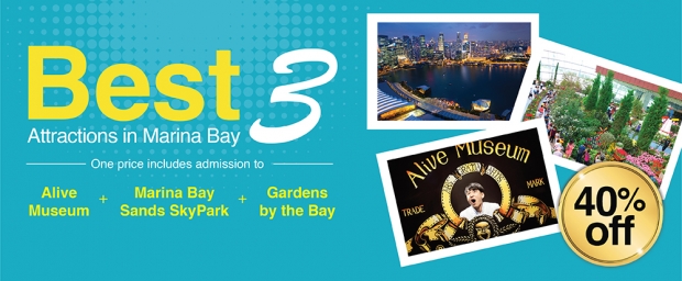 Best 3 Combo with Alive Museum, Marina Bay Sands Skypark & Gardens by the Bay at 40% Off