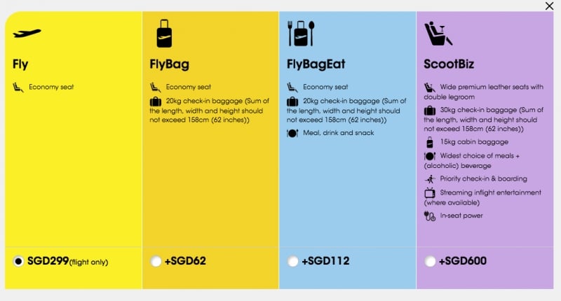 scoot extra baggage price